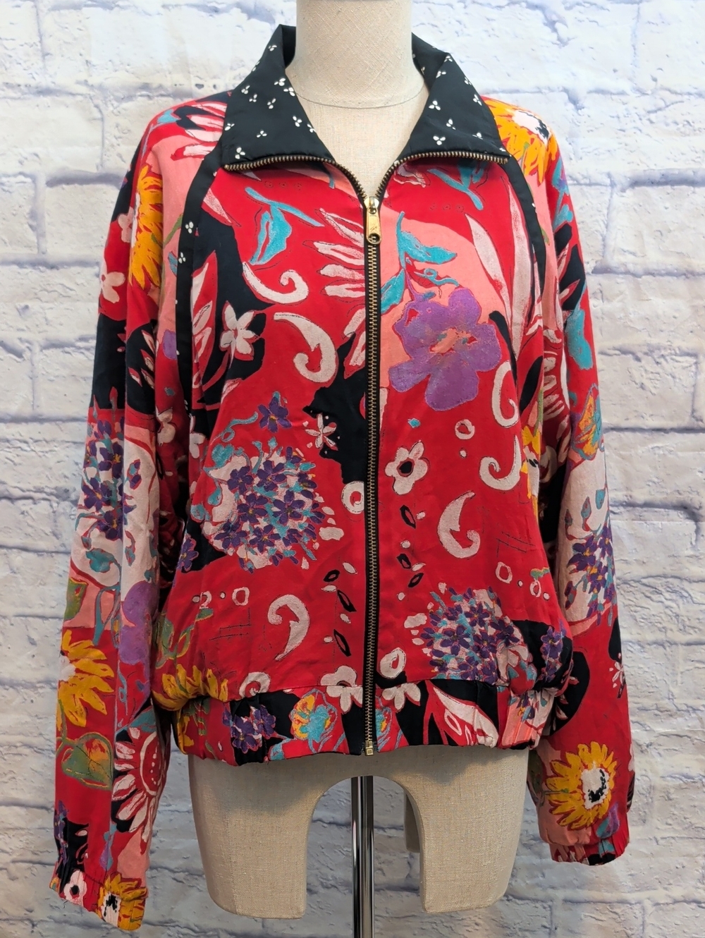 Retro/Vintage Marcia Reversible Jacket w/ Exposed Zipper - Size XL